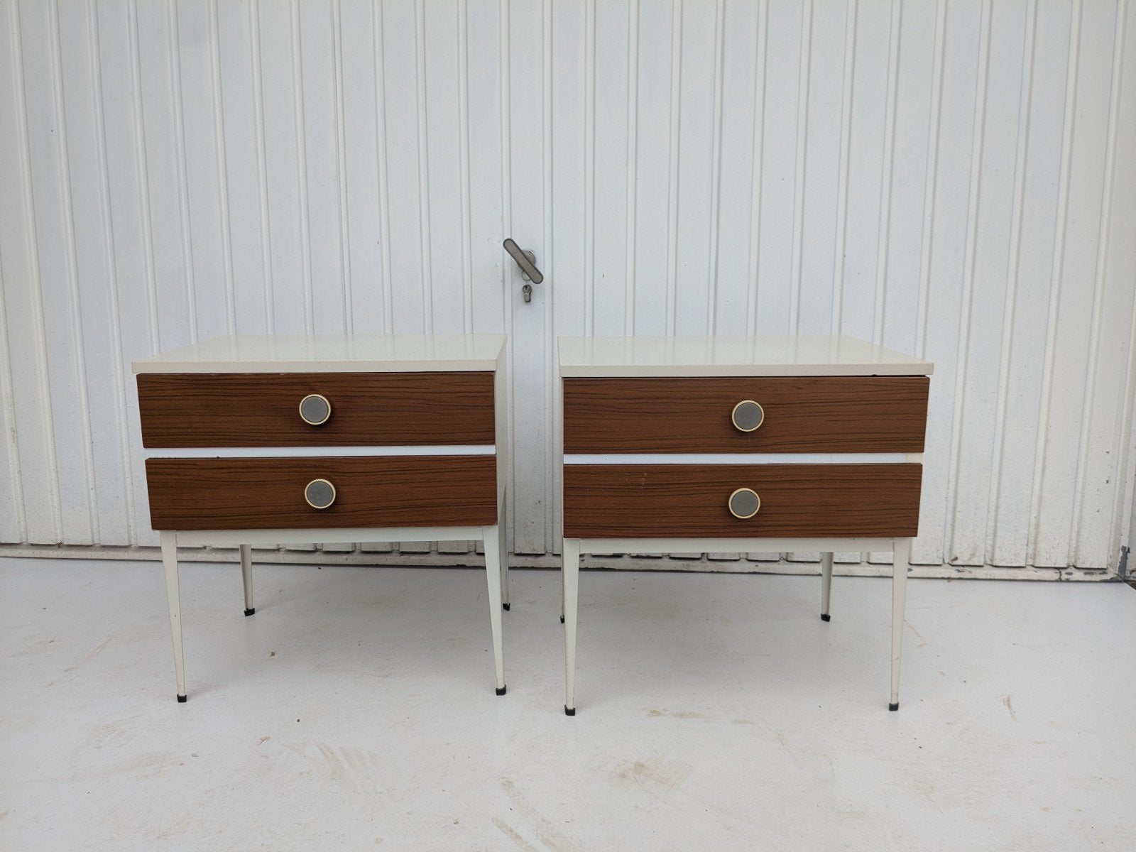setje vintage nachtkastjes midcentury retro, Ophalen, Minder dan 45 cm