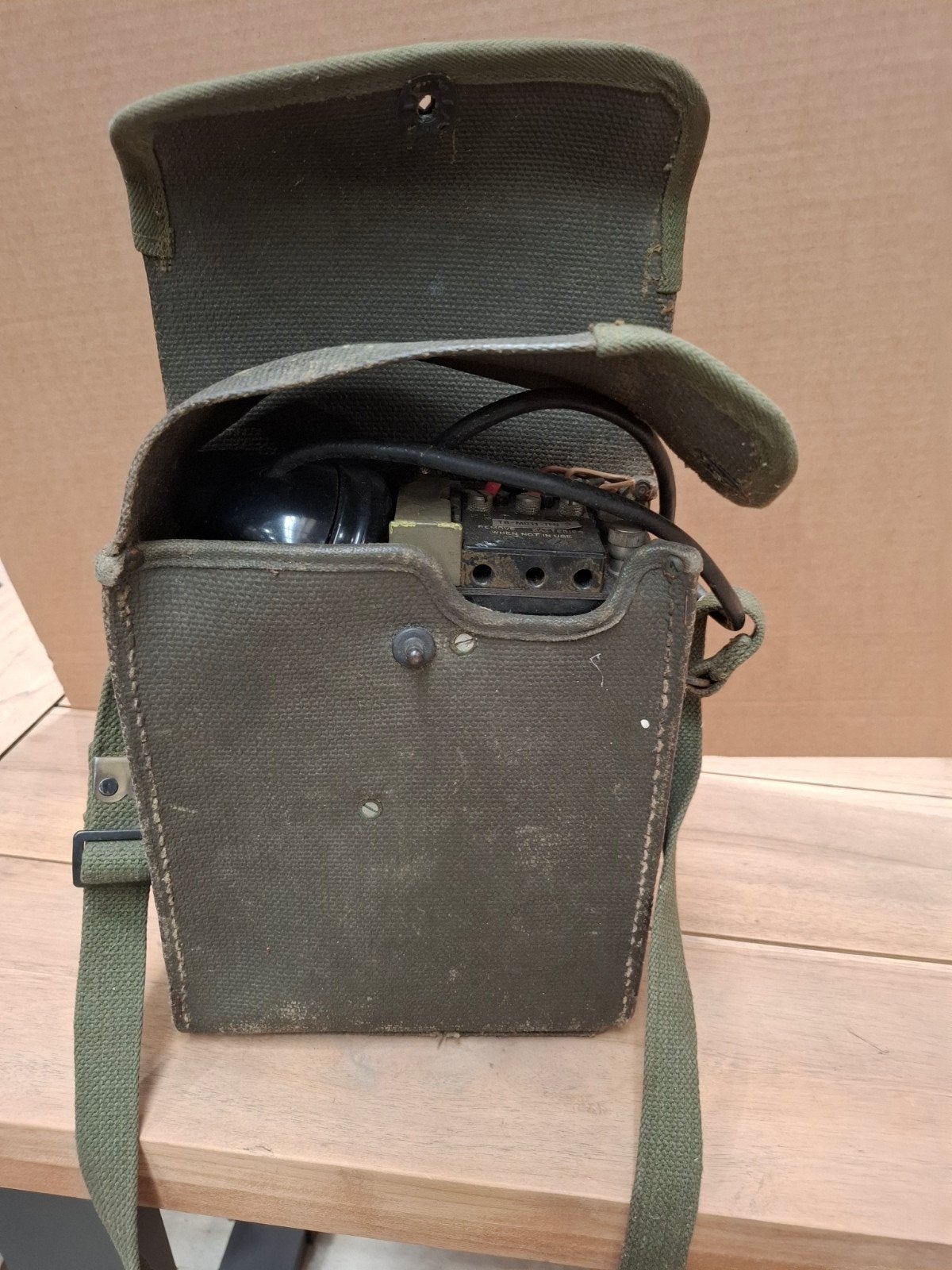 Vintage Militaire Veldtelefoon TB-M011-TFN-3 in Canvas Tas, Ophalen of Verzenden