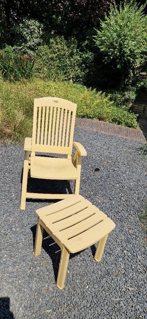 4 Hartman Prestige Selection tuinstoelen en 1 kruk, Ophalen, Gebruikt, Kunststof, Verstelbaar