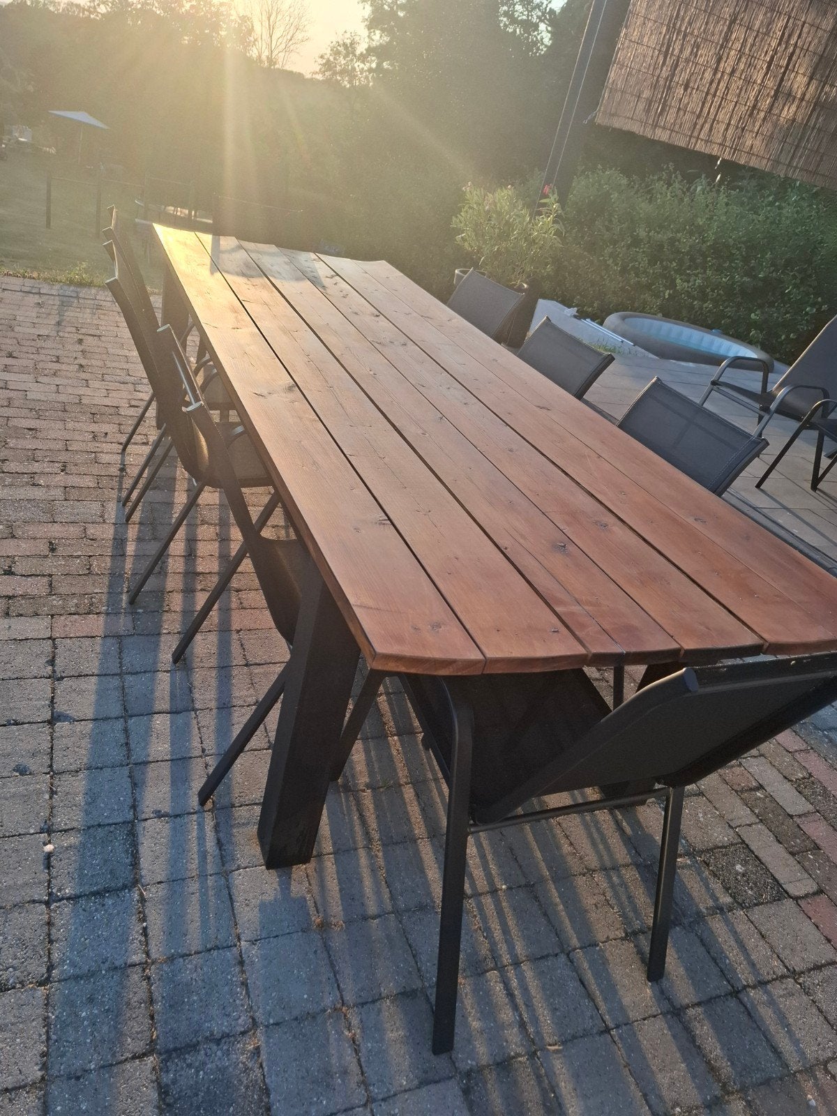 Robuuste tuintafel met ijzeren onderstel - 300x107 cm, Ophalen