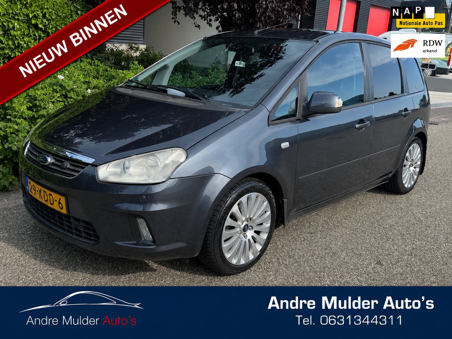 Nette Ford C-Max 1.8 2009 Grijs Nieuwe Apk, Auto's, Voorwielaandrijving, 125 pk, 4 cilinders, Handgeschakeld