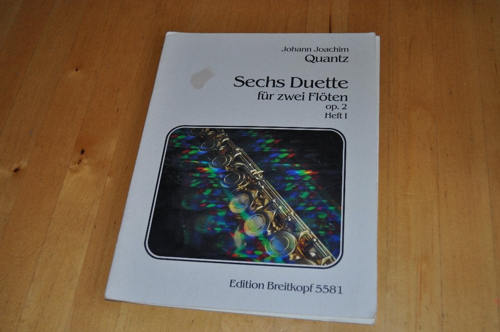 Sechs duette für zwei Flöten, Johann Quantz, dwarsfluit, Gebruikt, Klassiek, Les of Cursus, Dwarsfluit of Piccolo