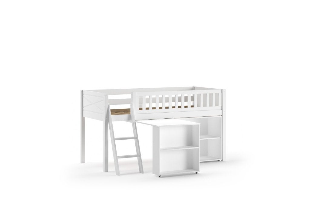 Scott halfhoogslaper met bureau en boekenkast - 90x200 - Wit, Huis en Inrichting, Niet ingevuld, Niet ingevuld, Niet ingevuld