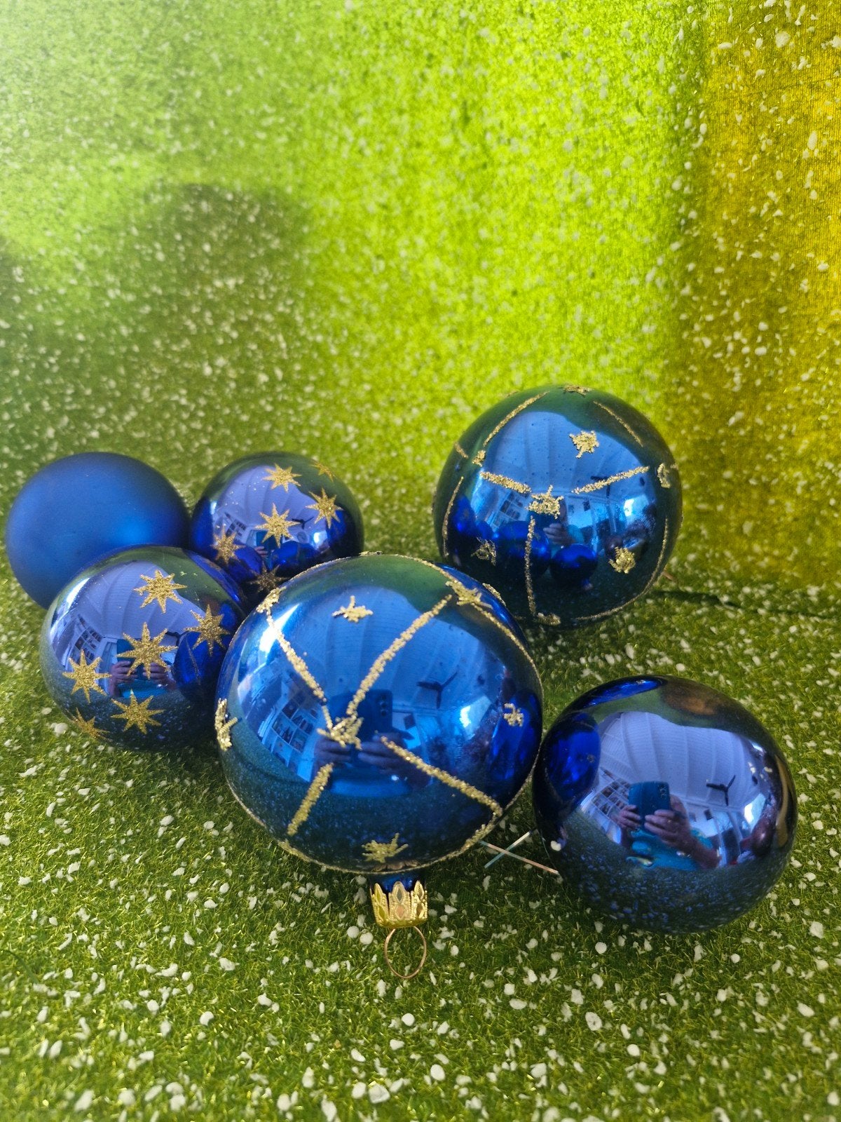Kerstballen blauw, van glas., Ophalen