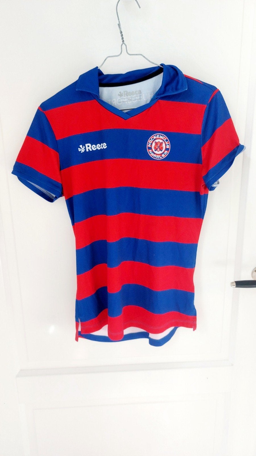 HC Haarlem Reece unisex hockey shirt blauw rood maat L, Ophalen of Verzenden, Gebruikt, Kleding