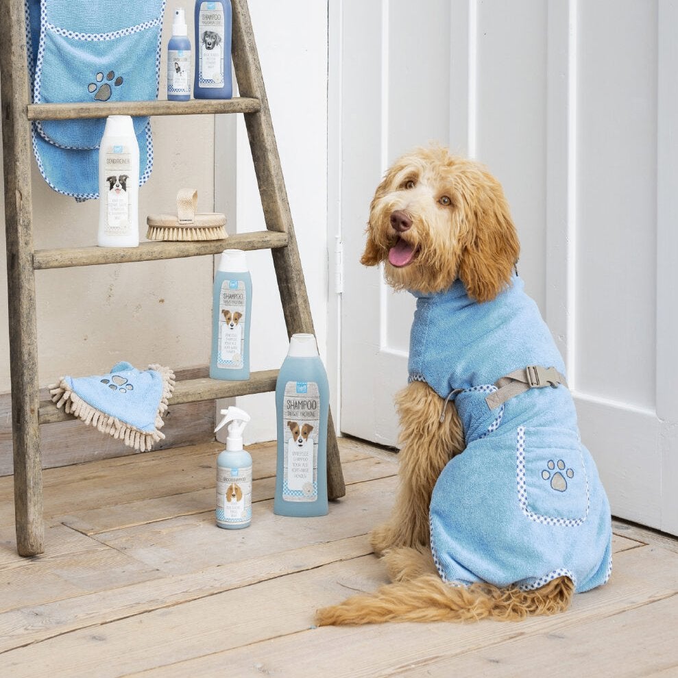 LIEF! Boys Hondenbadjas / Badjas voor honden Blauw XS KOOPJE, XS, Nieuw, Verstelbaar, Ophalen of Verzenden