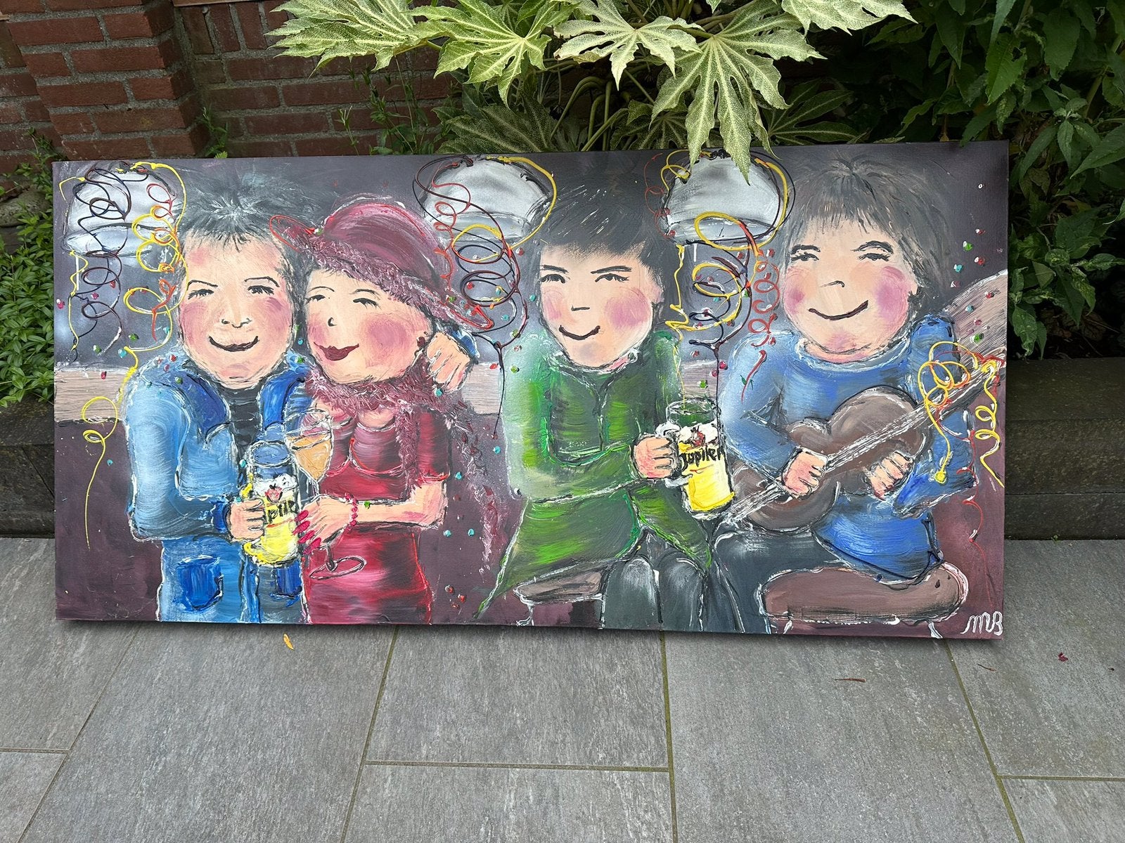 Kleurrijk schilderij., Ophalen, Gebruikt, 50 tot 75 cm, 125 cm of meer