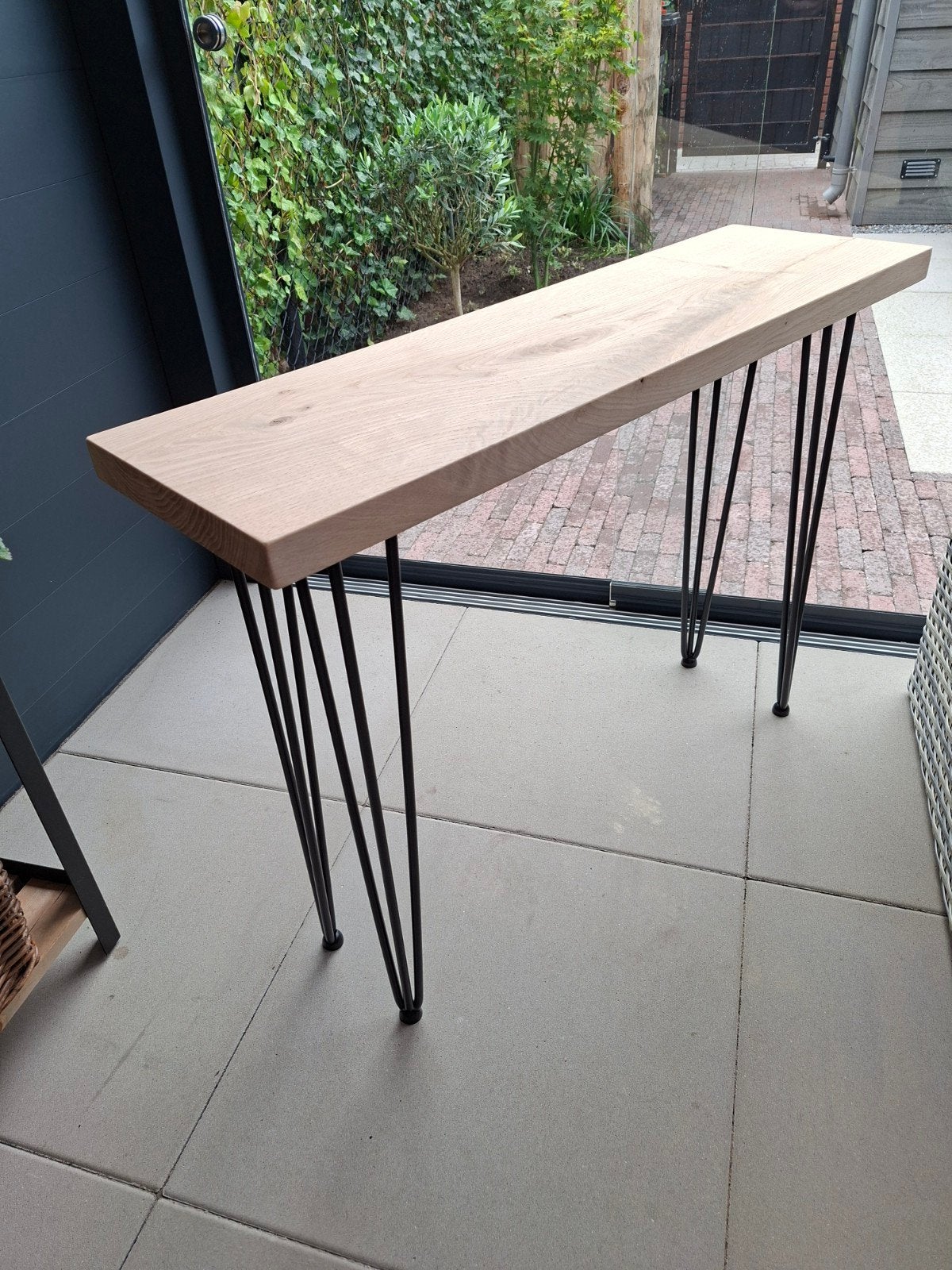 Te koop nieuwe industriele massief eikenhouten sidetable, Ophalen, 100 tot 150 cm, Eikenhout, Nieuw