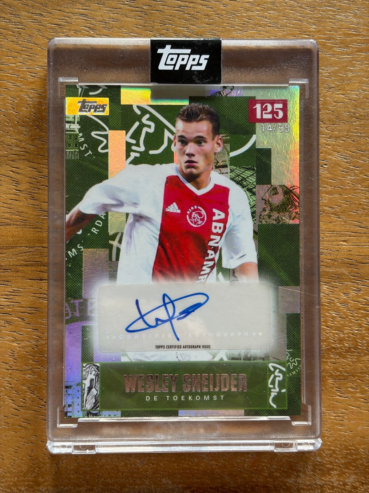 Wesley Sneijder Topps Autograph Kaart /99 - Ajax 125 Jaar, Ophalen of Verzenden, Zo goed als nieuw, Ajax, Spelerskaart