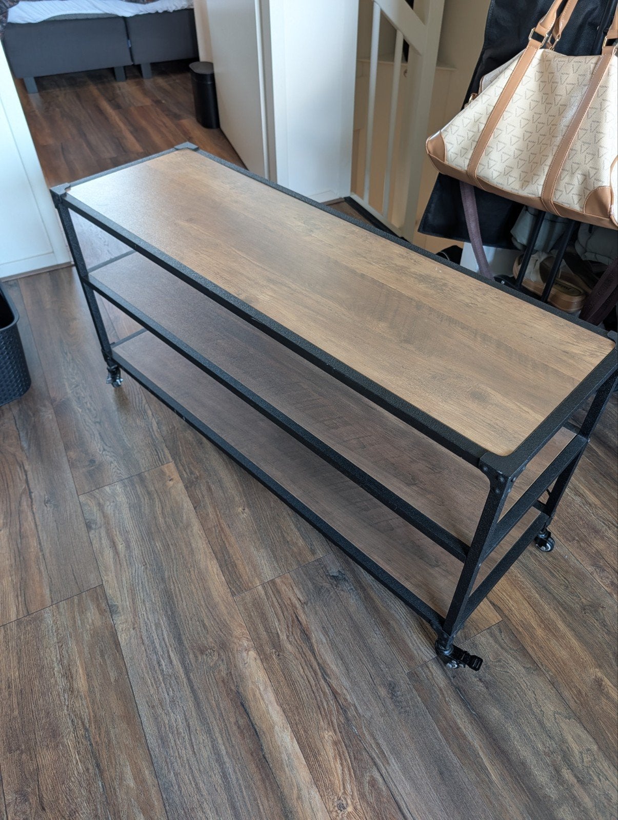 Verplaatsbaar TV meubel/kastje op wieltjes - Industrieel, Gebruikt, 100 tot 150 cm, Minder dan 100 cm, Industrieel