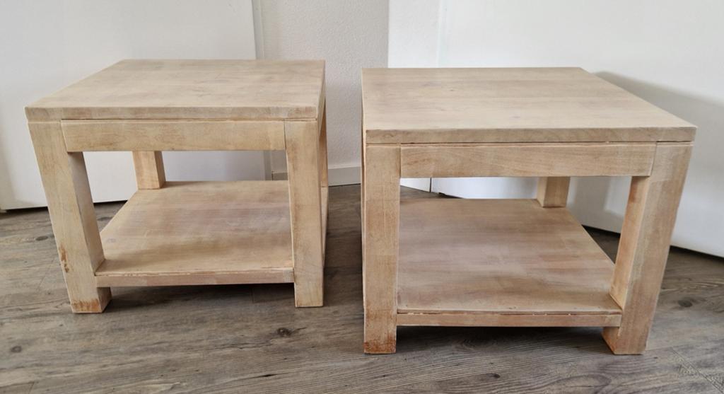 2 Teak salontafels, Ophalen, Gebruikt, 45 tot 65 cm