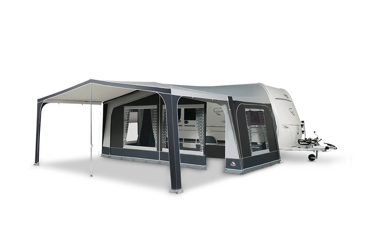 Dorema voortentluifel Palma blauw maat 12/SF, Caravans en Kamperen, Voortenten en Luifels, Ophalen, Gebruikt, Polyester, Dorema