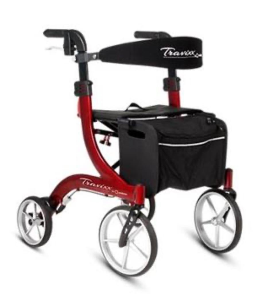 ROLLATOR TRAVIXX DE LUXE ROOD MAAT M, Diversen, Rollators, Gebruikt, Lichtgewicht, Ophalen