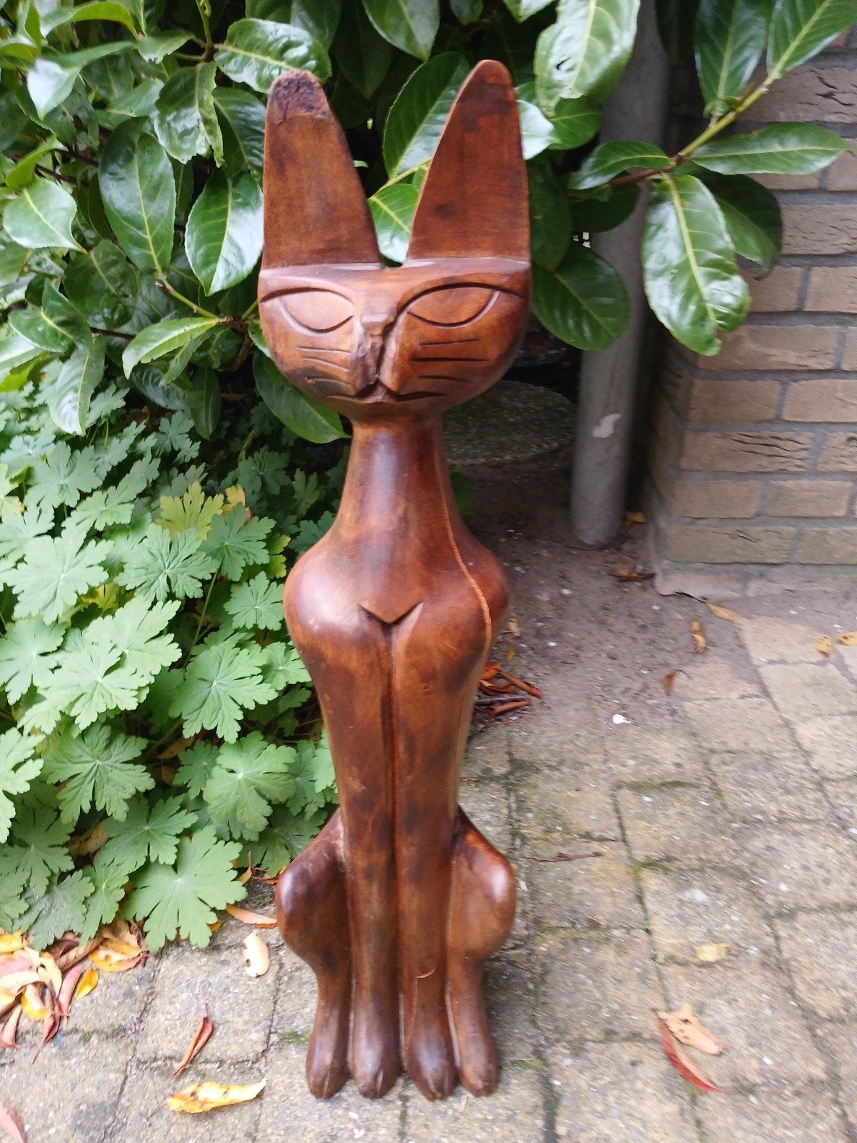 Prachtige, massief houten kat, vermoedelijk uit de jaren 60, Huis en Inrichting, Woonaccessoires | Overige, Ophalen of Verzenden