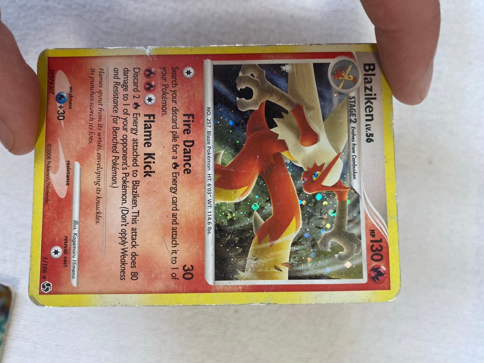 Blaziken Pokémon kaart (zwaar beschadigd), Ophalen, Gebruikt, Losse kaart