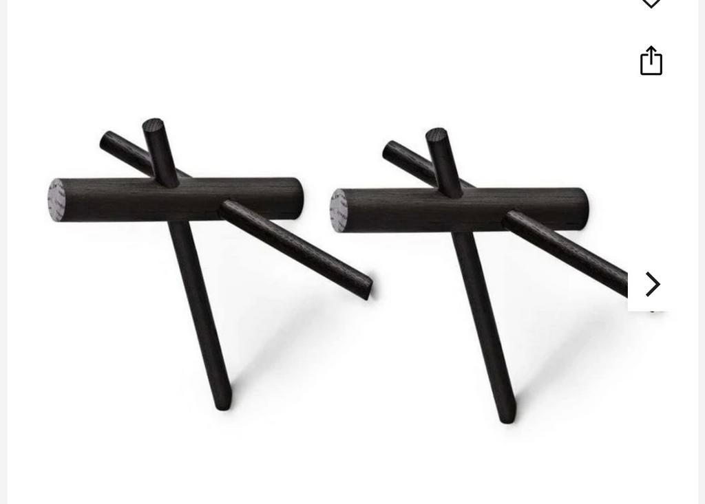 Kapstokhaak/sticks, zwart, Normann Copenhagen, 2 stuks, Wandkapstok, Gebruikt, Ophalen of Verzenden, Minder dan 100 cm