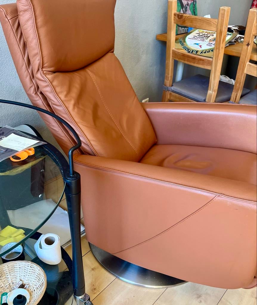 Prominent Sta Op Stoel - Comfortabel en Stijlvol, Huis en Inrichting, Stoelen, Gebruikt, Bruin, Leer, Ophalen of Verzenden