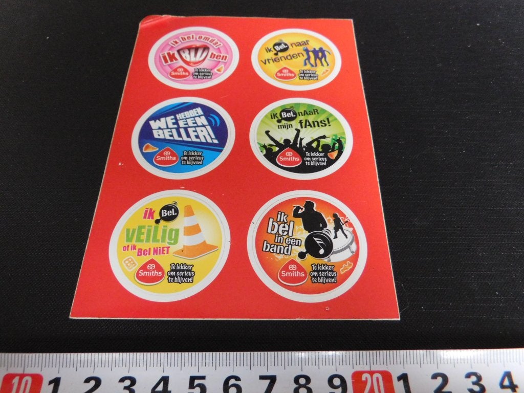 sticker set   SMITHS chip vrolijke FIETS stickers, Ophalen of Verzenden, Zo goed als nieuw