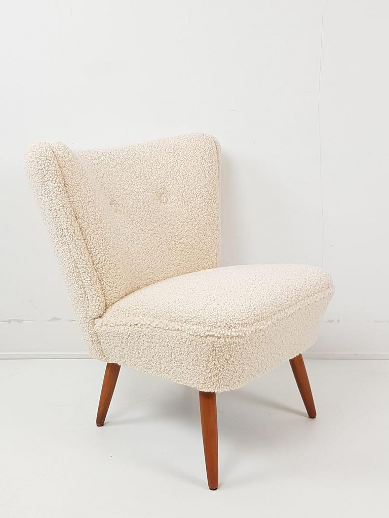 Vintage cocktail stoeltje | clubfauteuil teddy nieuwe stof, Modern vintage, ., Minder dan 75 cm, Ophalen of Verzenden