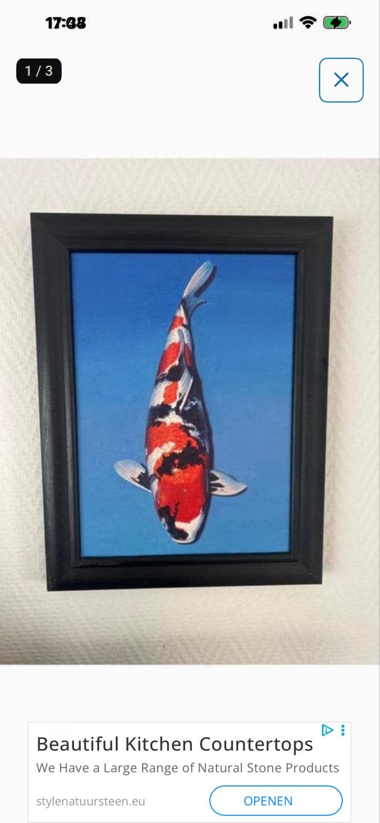 Schilderij Koi Karpers - Handgeschilderd olieverf Ingelijst, Hout, Handgeschilderd, Ophalen of Verzenden, Dieren