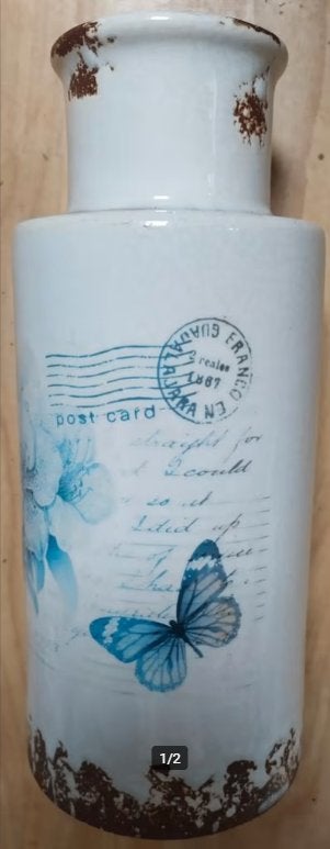 vintage keramieken vaas met verweerde  uitstraling, Ophalen of Verzenden