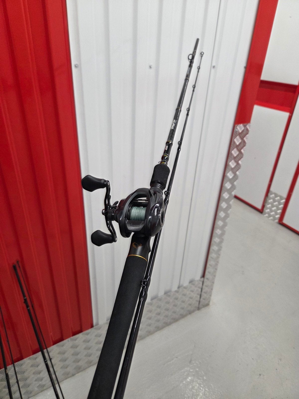 Savage Gear SG2 Alpha Jerk & Abu Garcia Spike Low Profile, Ophalen, Zo goed als nieuw, Werphengel