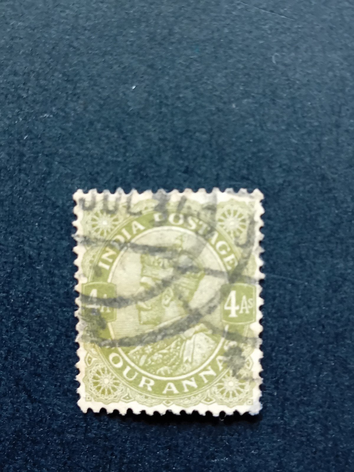 Zeldzame Indiase postzegel - 4 Anna - Gestempeld, Postzegels en Munten, Ophalen of Verzenden, Gestempeld, Zuid-Azië
