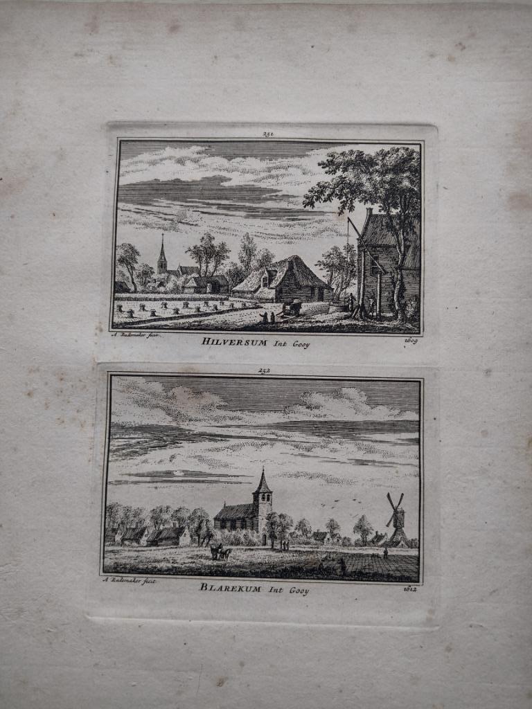 251-252 Hilversum en Blaricum Kopergravure dl 3 18e Eeuw, Ophalen of Verzenden