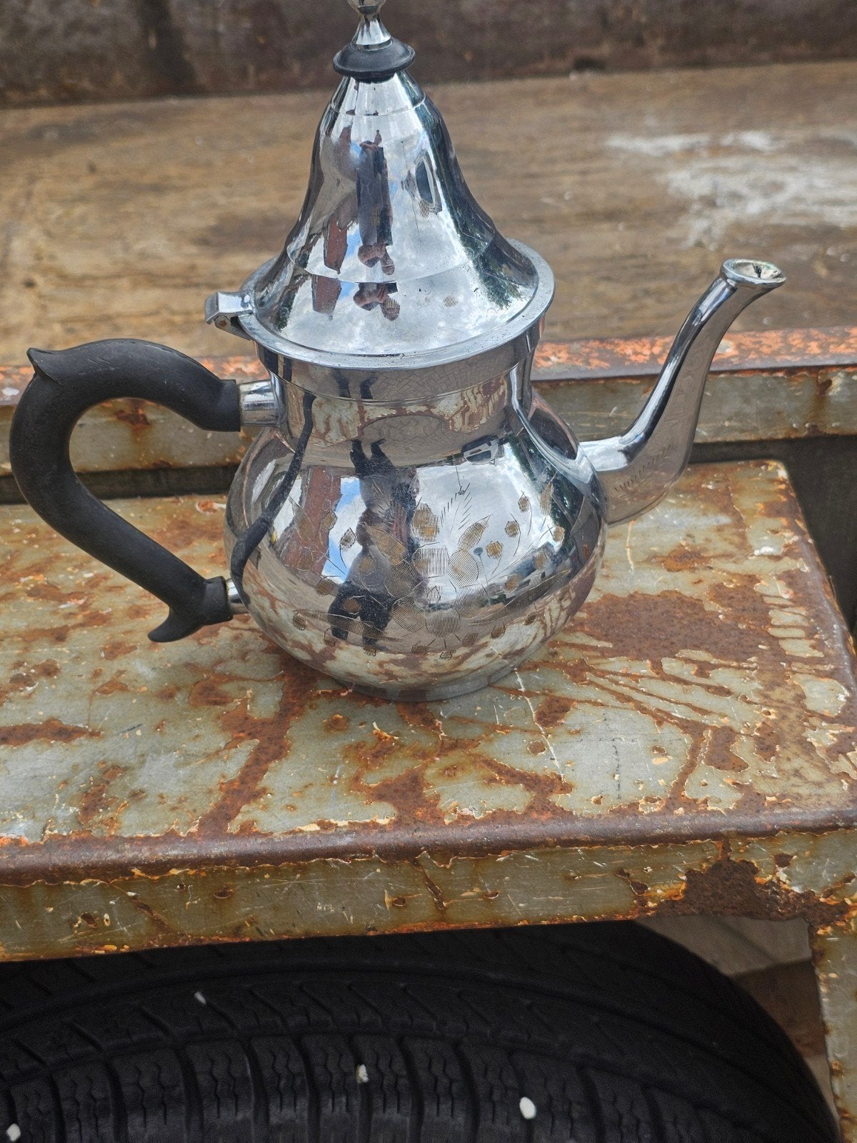 Vintage Marokkaanse theepot - Verzilverd, Made in India, Ophalen of Verzenden