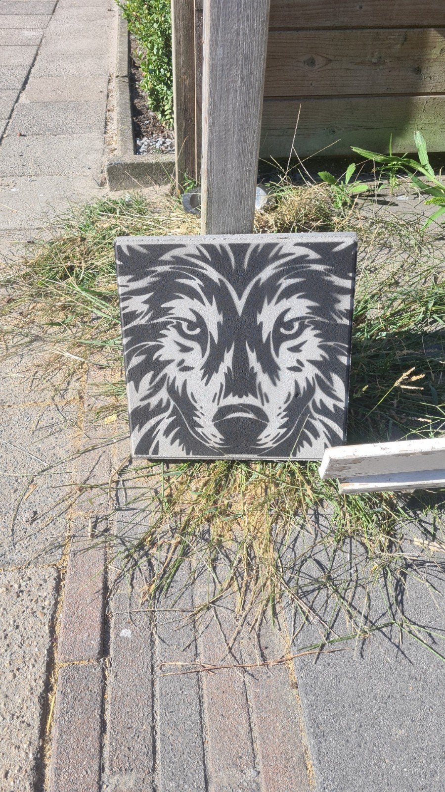 Unieke Streetart Stoeptegel 30x30 - Wolf Design, Ophalen of Verzenden