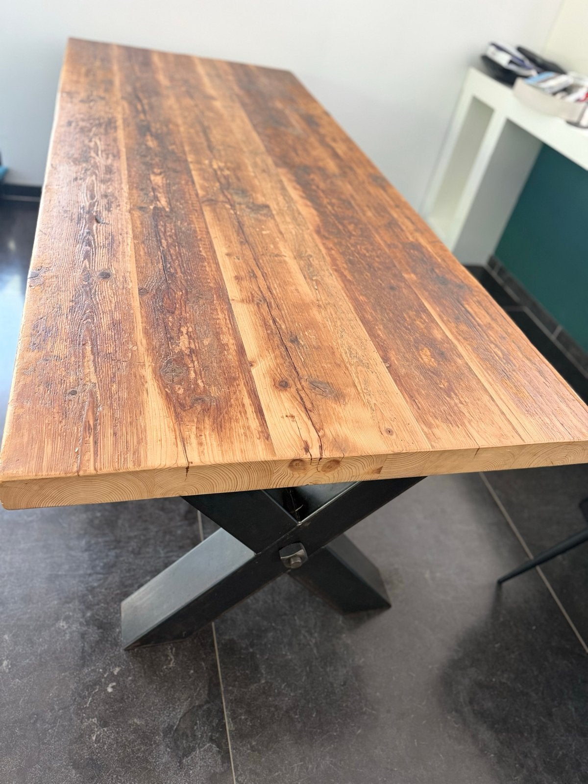 Industriële eettafel Kansas 240x100 cm, Ophalen, 100 tot 150 cm, 200 cm of meer, Zo goed als nieuw