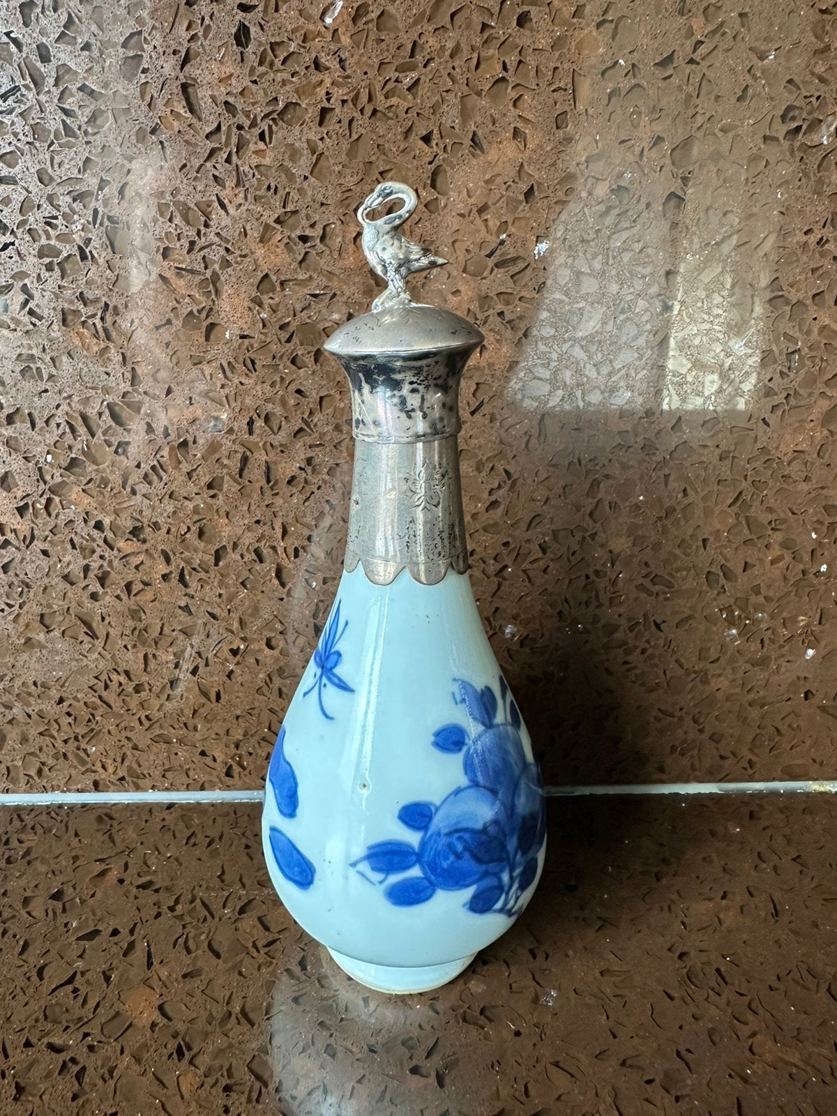 Chinees Kangxi Parfumfles met zilver montering 1662-1722, Ophalen of Verzenden
