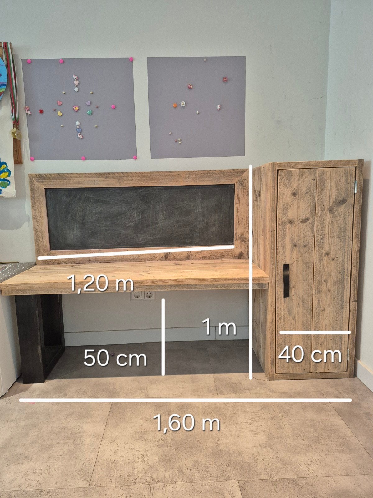 Steigerhout kinderbureau met opbergruimte, Ophalen, Gebruikt, Kinderbureau