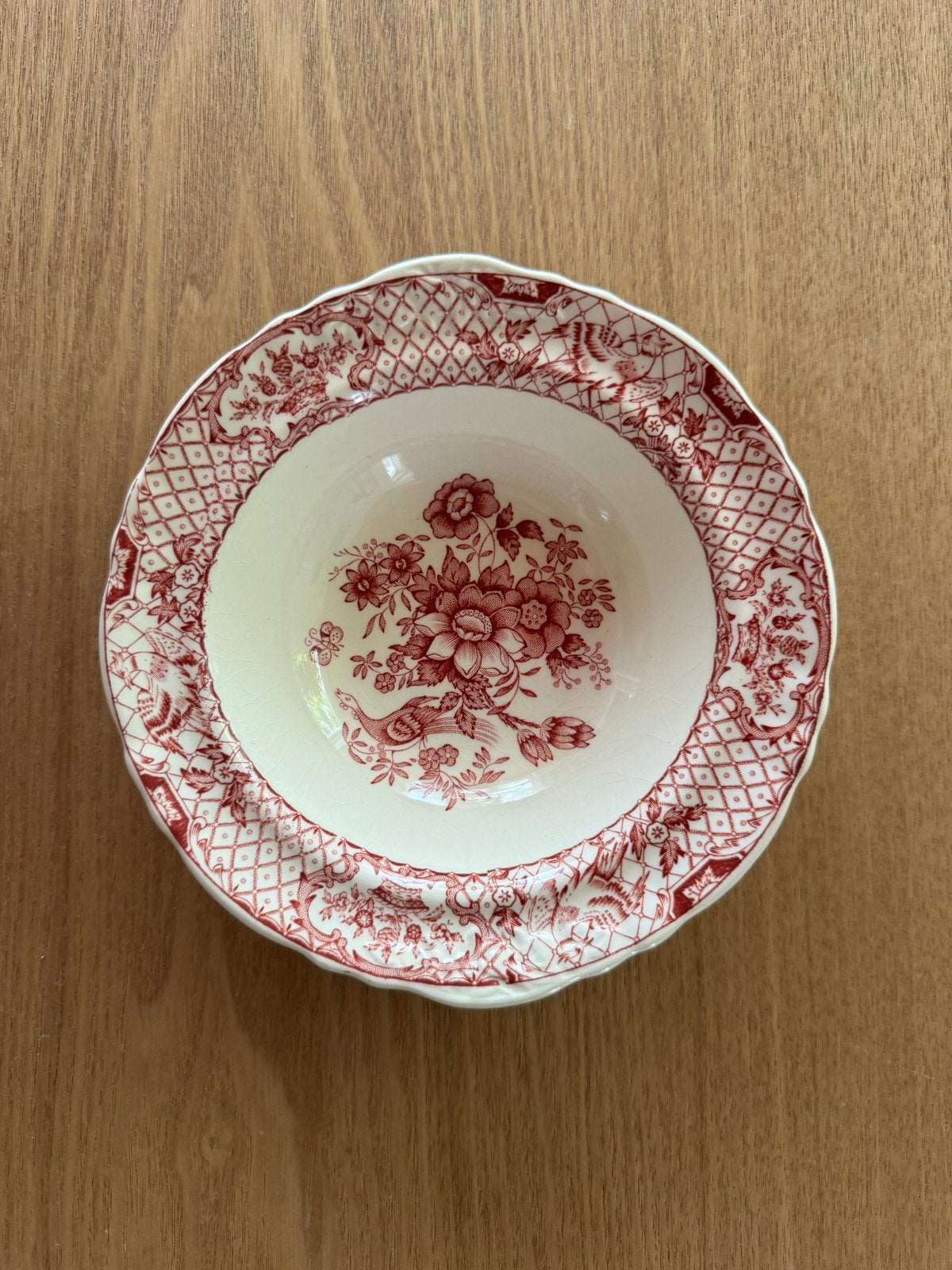 Antieke Mason's Ironstone Stratford Kom - Rood Bloemenpatroo, Ophalen of Verzenden