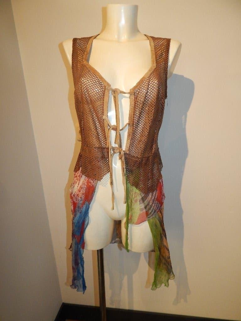 Save the Queen leer vest hest zijden stof kleur Ibiza L
