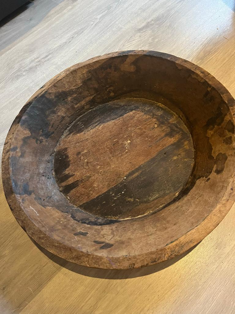 Stoere sobere houten schaal, Schaal, Rond, Ophalen of Verzenden, Zo goed als nieuw