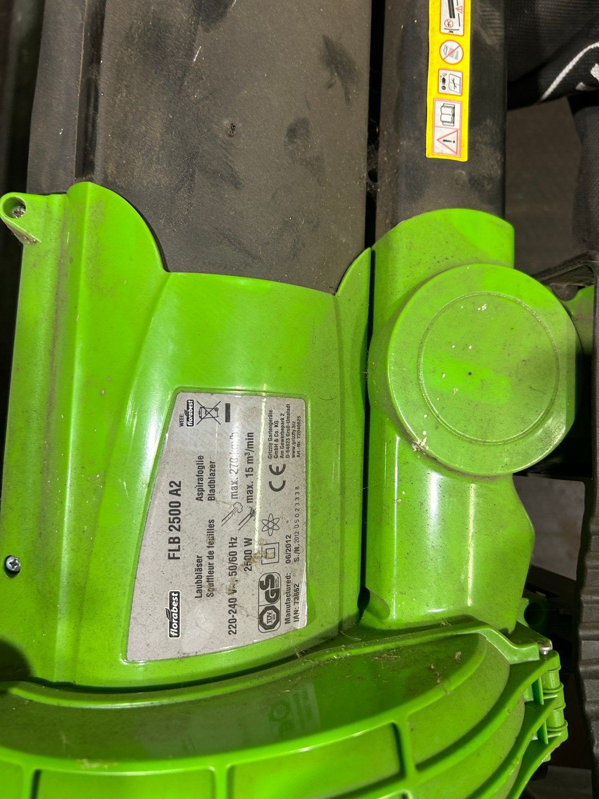 Florabest FLB 2500 A2 Bladblazer - Elektrisch, Gebruikt, Handgedragen, Ophalen of Verzenden, Met opvangzak