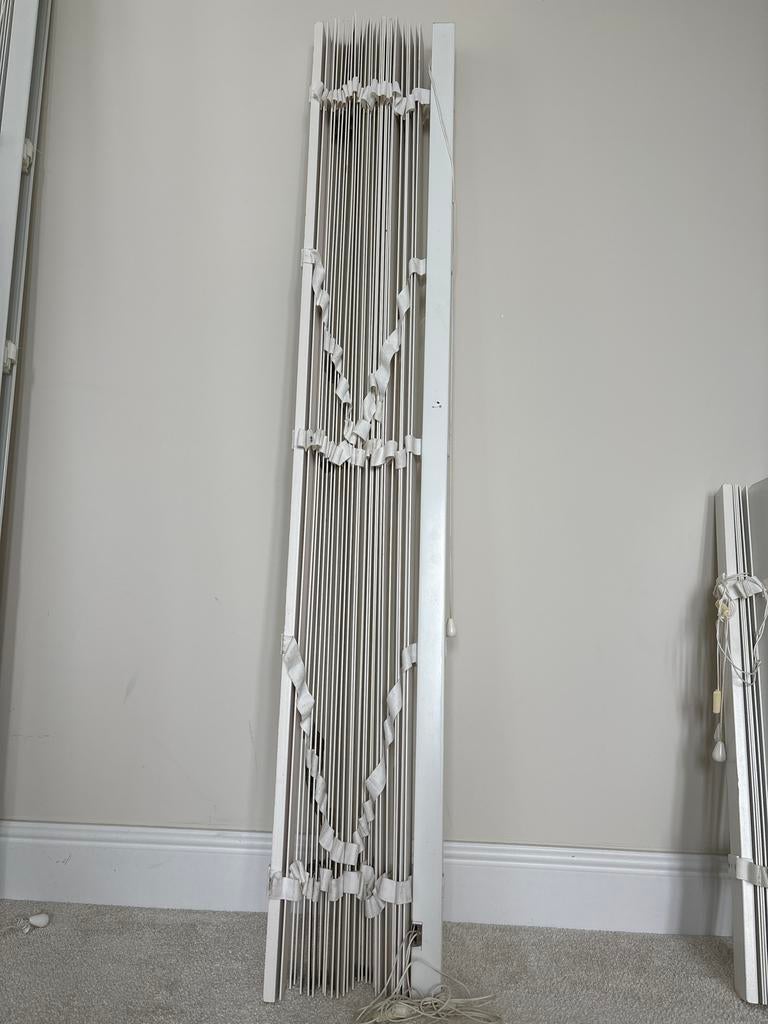 Witte houten jaloezieën 147 cm breed, Ophalen, Gebruikt, Wit