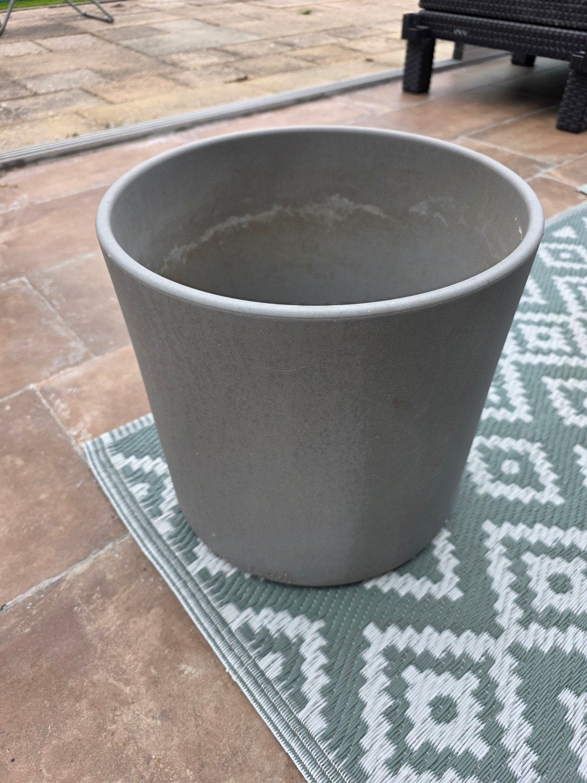 Grijze stenen planten pot, H 31 x D 32,5, Ophalen, Steen, Gebruikt, Minder dan 60 cm