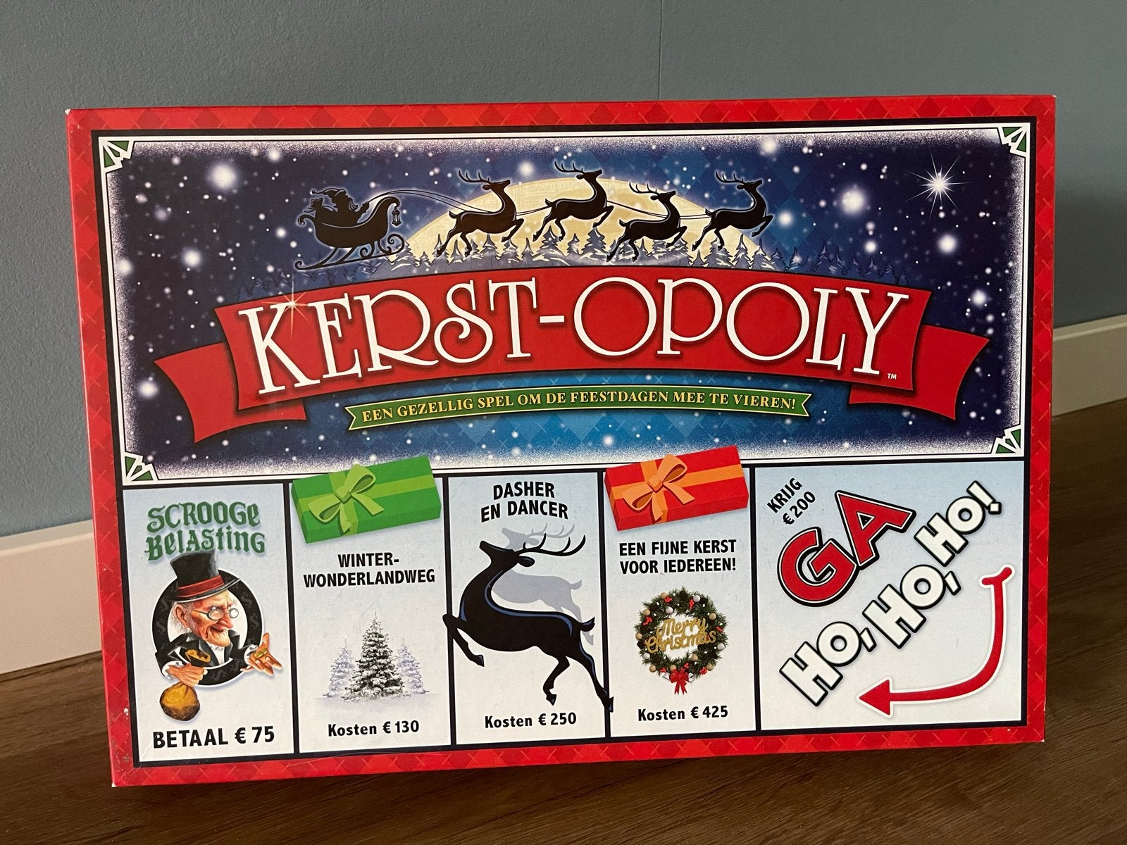 Kerst-opoly Bordspel - Gezellig spel voor de feestdagen, Hobby en Vrije tijd, Drie of vier spelers, Ophalen of Verzenden, Nieuw