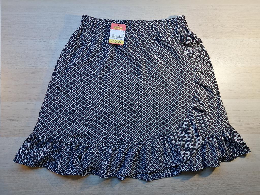 Wibra - Asymmetrische Skirt - Zwart Wit Paars, Verzenden, Zwart, Nieuw, Maat 36 (S)
