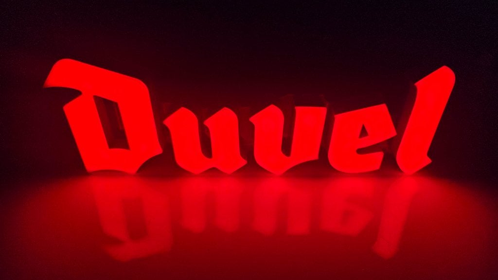 Duvel bier LED Lichtreclame (Indoor) ZGAN (Incl 3m snoer), Ophalen of Verzenden, Zo goed als nieuw, Reclamebord, Plaat of Schild
