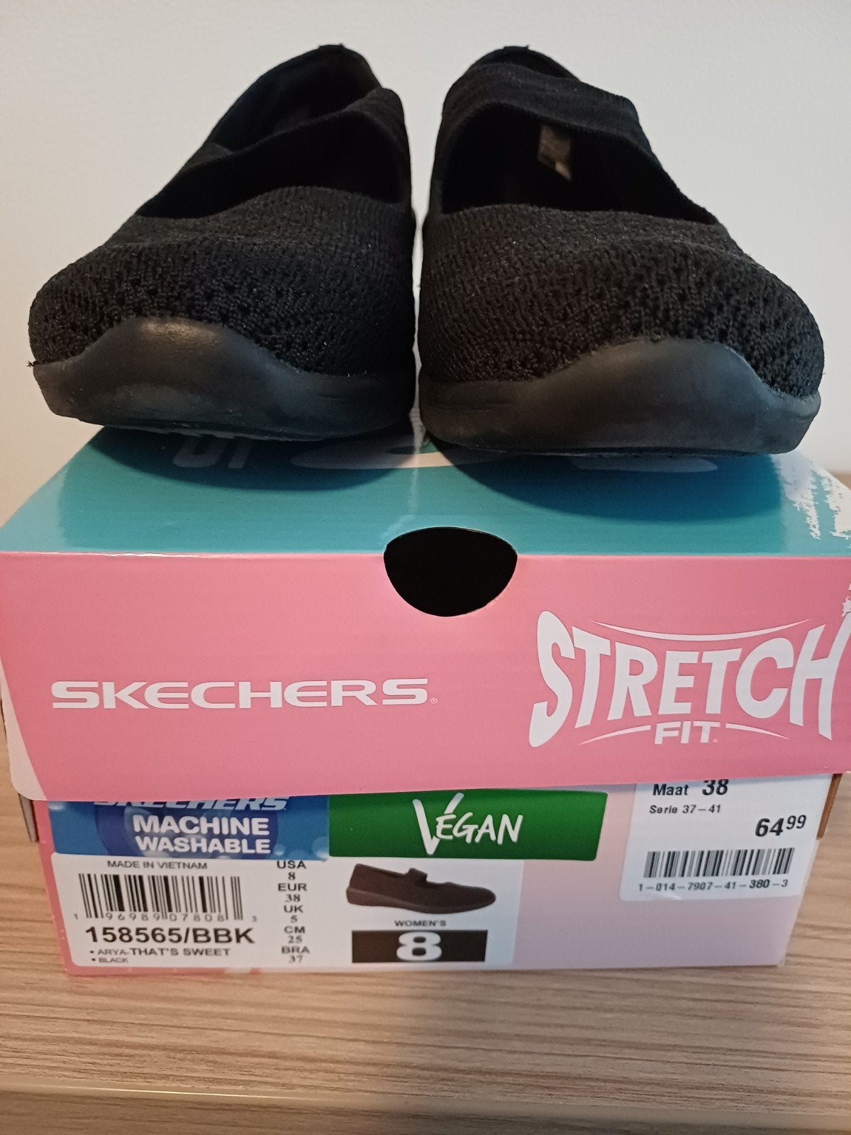 Skechers Stretch Fit ballerina's maat 38, Skechers, Zwart, Zo goed als nieuw, Ballerina's