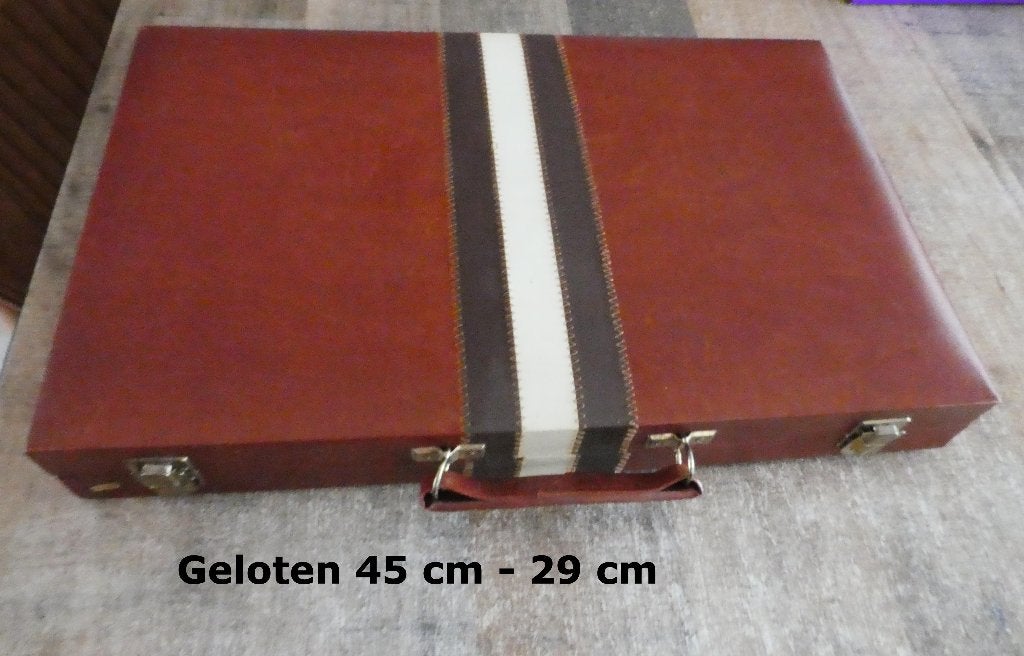 Grote mooie bruine luxe Backgammon koffer Tric Trac tavla., Een of twee spelers, Ophalen of Verzenden, Zo goed als nieuw
