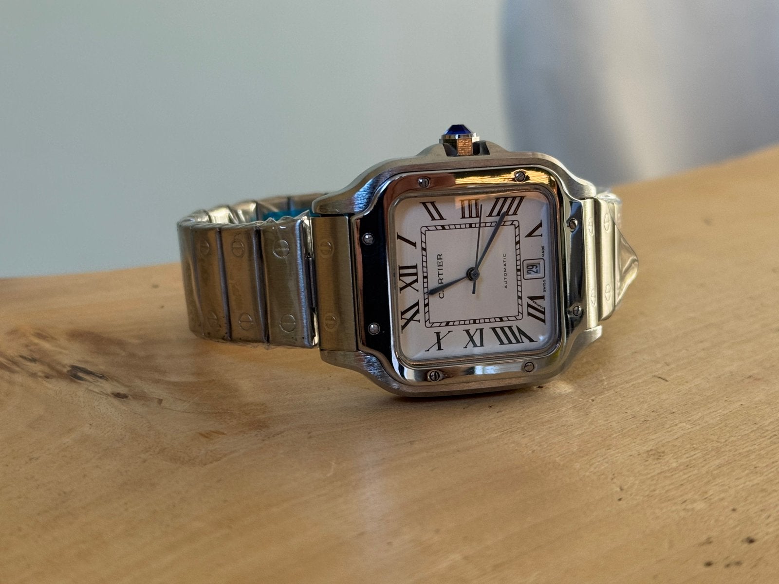 Cartier Santos automaat, Staal, Staal, Polshorloge, Nieuw