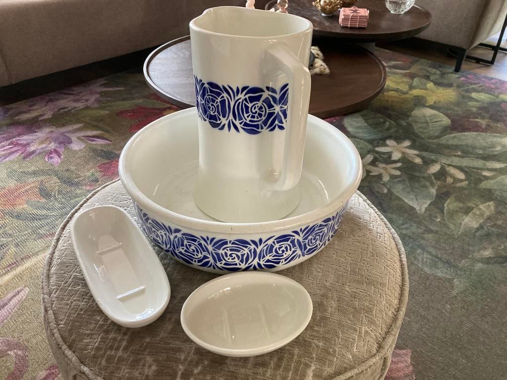 Lampet set blauw antiek, Ophalen of Verzenden