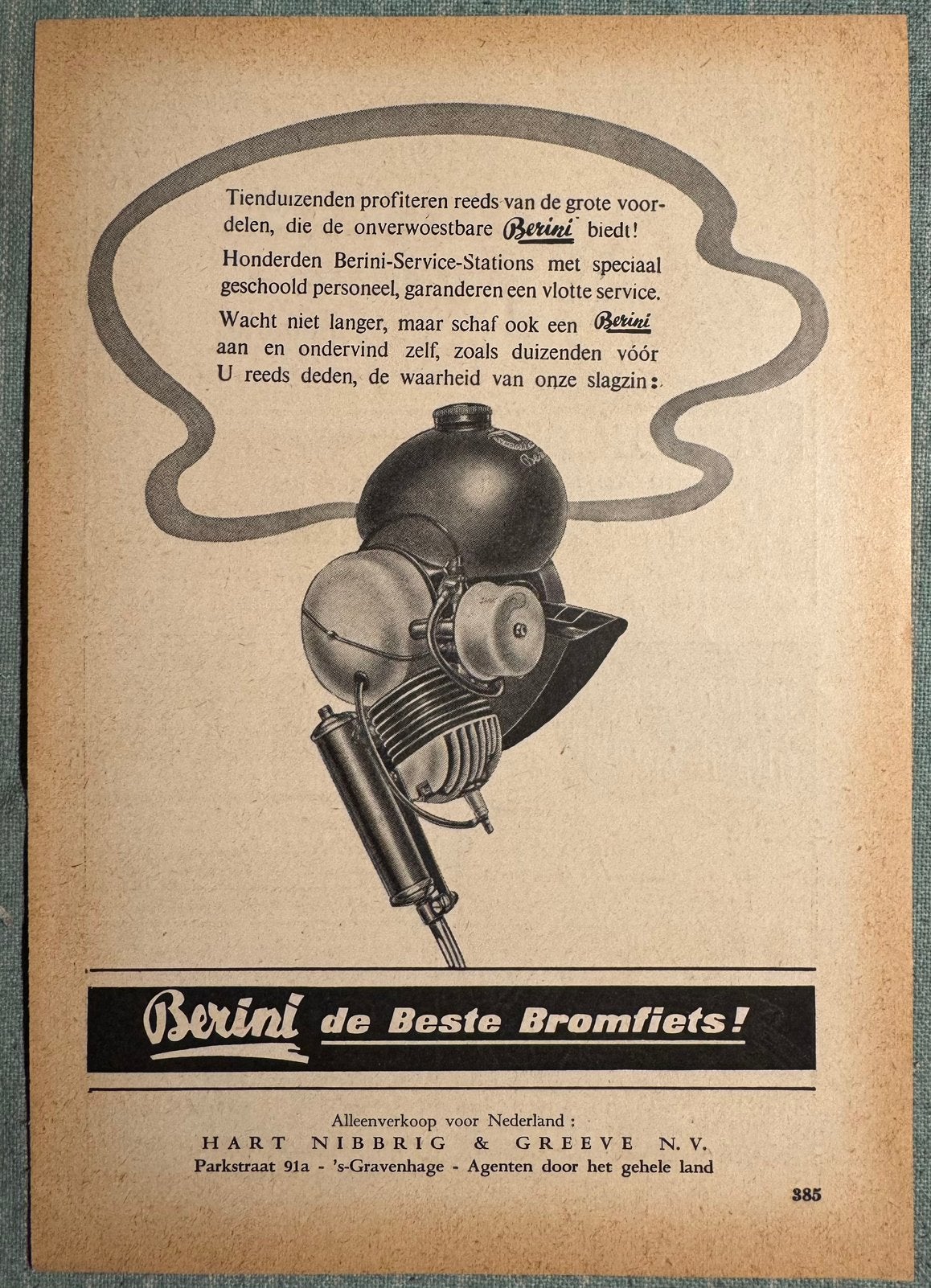 Advertentie Berini eitje, Verzenden, Zo goed als nieuw, Motoren