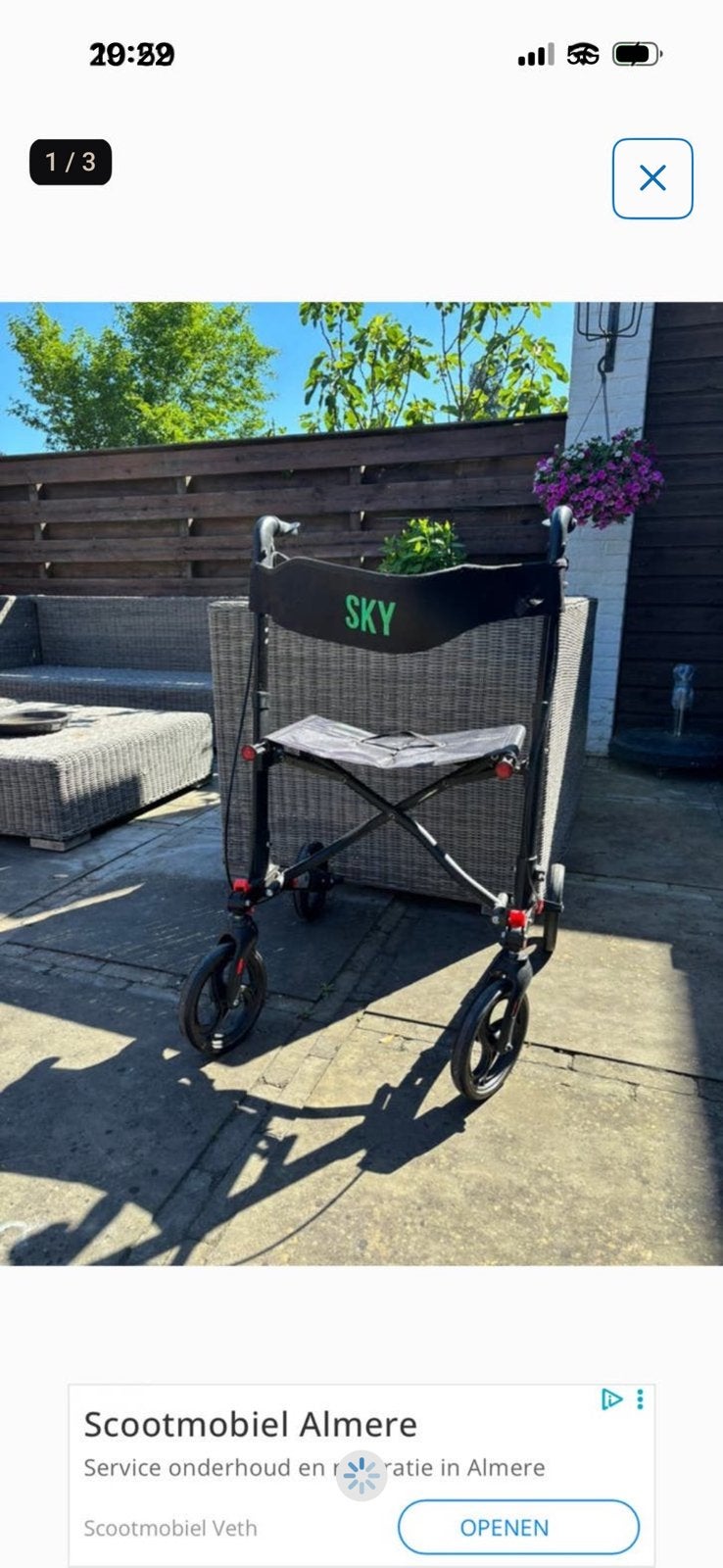 Rollator merk SKY, Ophalen, Lichtgewicht, Zo goed als nieuw