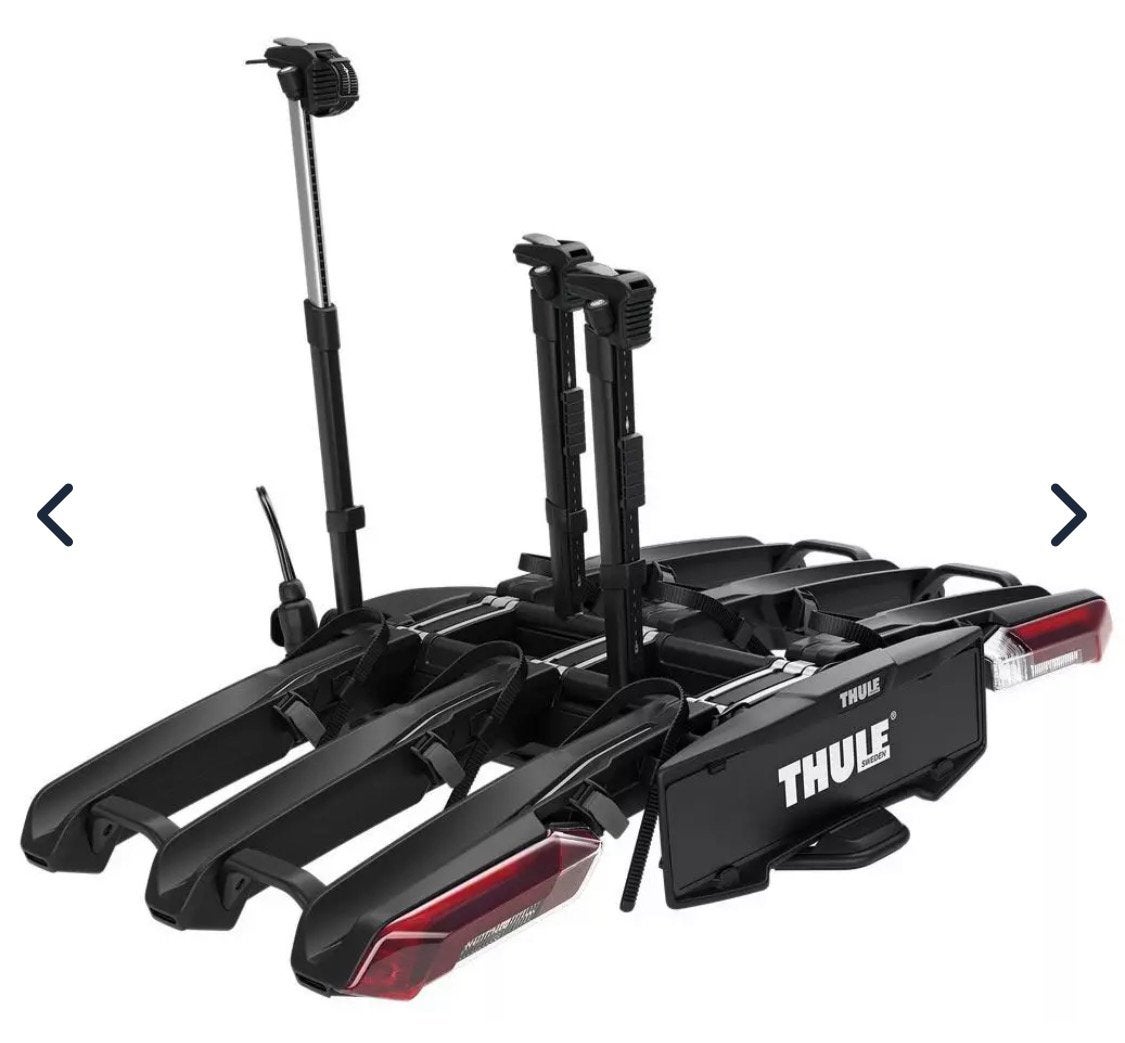 Thule epos fietsendrager 3 fietsen te huur, Auto diversen, Ophalen of Verzenden, Zo goed als nieuw, Trekhaakdrager, Brede banden