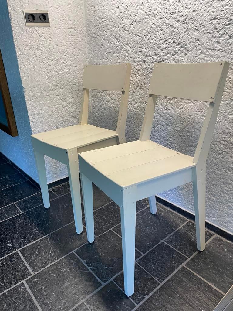 2x Piet Hein Eek stoelen, serie 2225, kleur wit, Twee, Wit, Ophalen of Verzenden, Hout